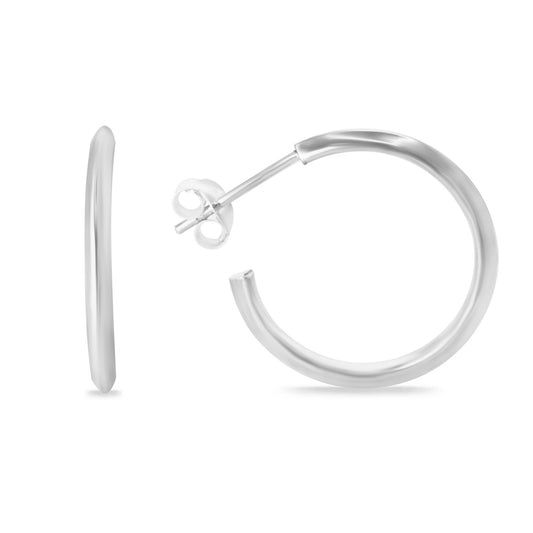 Aros de Plata 925 Argolla Semi Abierta Lisa 20 mm