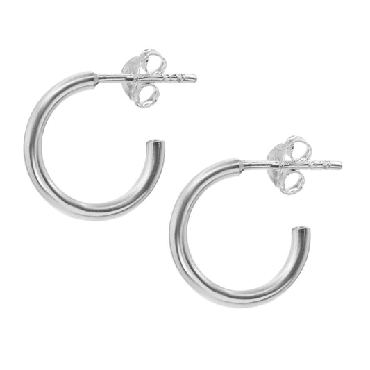 Aros de Plata 925 Argollas Abiertas Lisas 14 mm