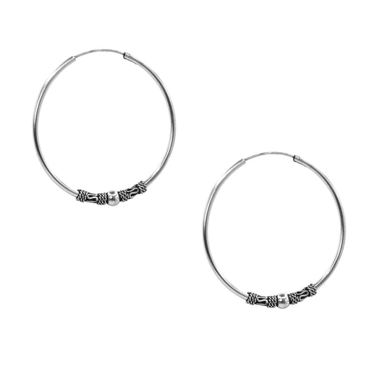 Aros de Plata 925 Argollas Bali 40 mm