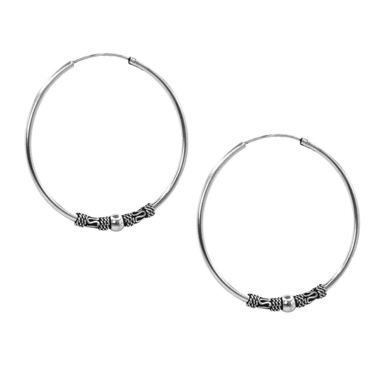 Aros de Plata 925 Argollas Bali 50 mm