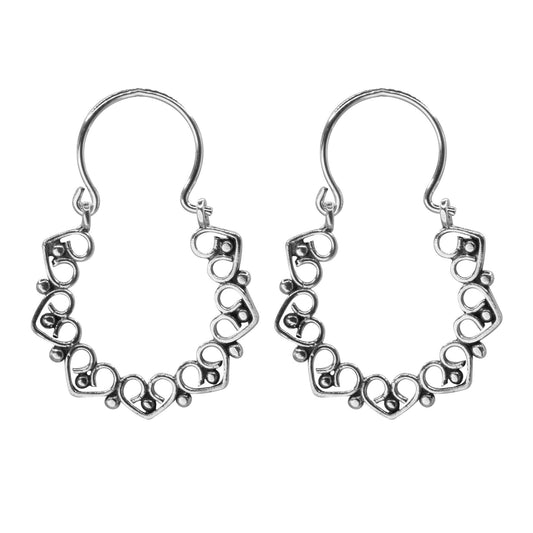 Aros de Plata 925 Argollas Bali Corazón