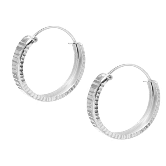 Aros de Plata 925 Argollas Bordes Franja 4 X 20 mm