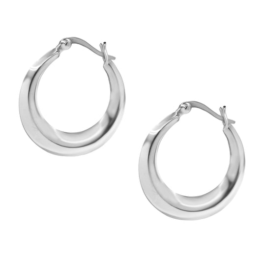 Aros de Plata 925 Argollas Bote Lisas 24 mm