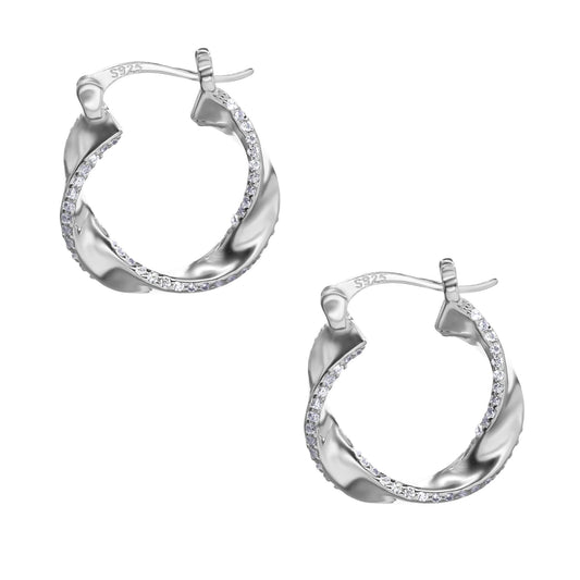 Aros de Plata 925 Argollas Broche Criollo Semi Trenzadas con Circones