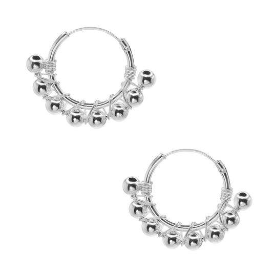 Aros de Plata 925 Argollas con 8 Esferas