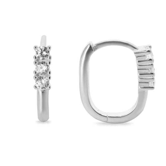 Aros de Plata 925 Argollas con Aplicación Trío Circones