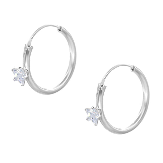 Aros de Plata 925 Argollas con Circón de Estrella