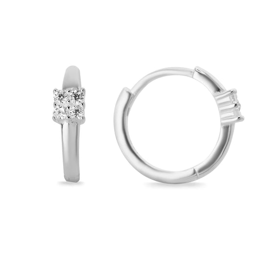 Aros de Plata 925 Argollas con Circón Diseño Cuadrado