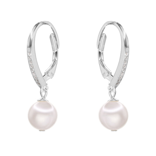 Aros de Plata 925 Argollas con Circones y Perlas