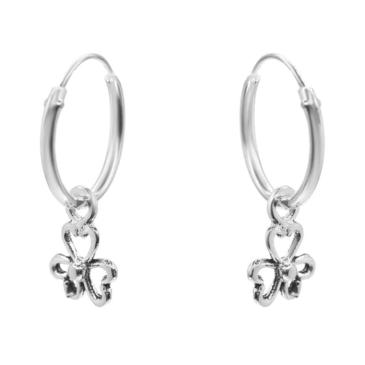 Aros de Plata Argollas con Colgantes de Trébol