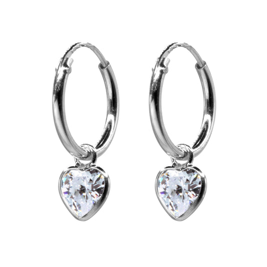 Aros de plata Argollas con Corazon Circón