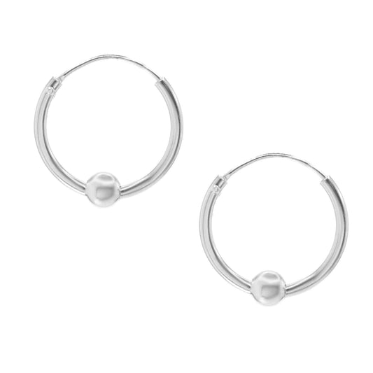 Aros de Plata 925 Argollas con Esfera 15 mm