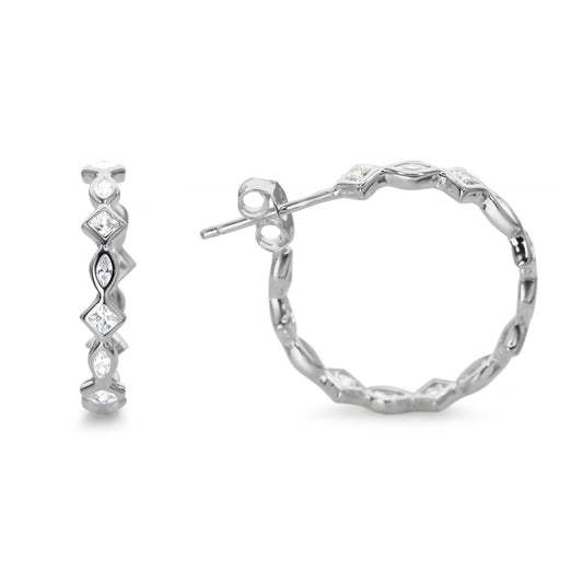 Aros de Plata 925 Argollas con Figura de Circones 22 mm