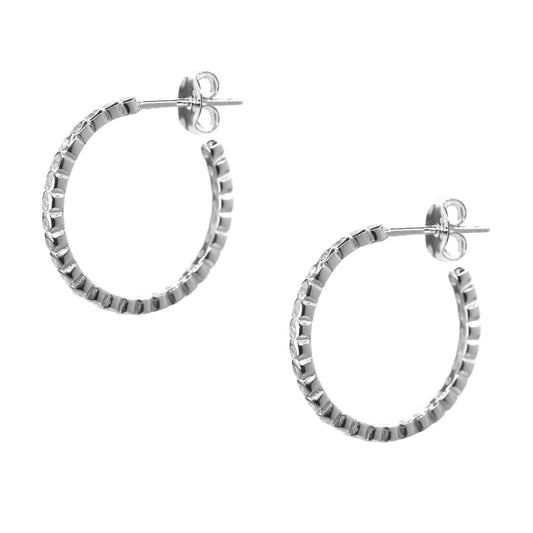 Aros de Plata 925 Argollas con Serie de Circones 20 mm