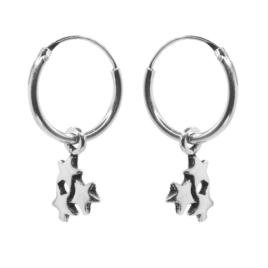 Aros de Plata Argollas con Trío de Estrellas