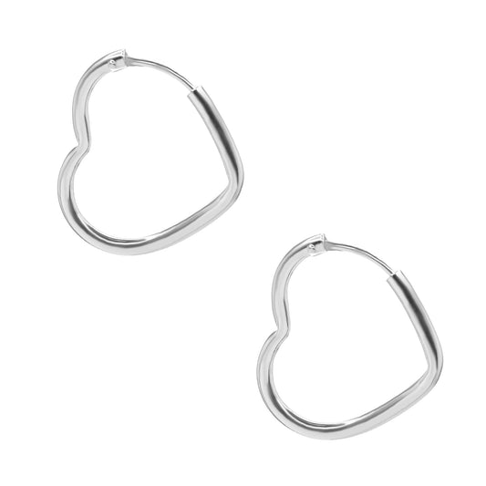 Aros de Plata 925 Argollas Corazón 2 X 20 mm