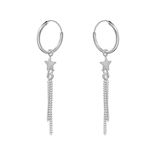 Aros de Plata Argollas de Estrellas y Cadenas