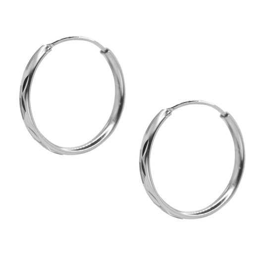 Aros de Plata 925 Argollas Diseño Biselado 24 mm