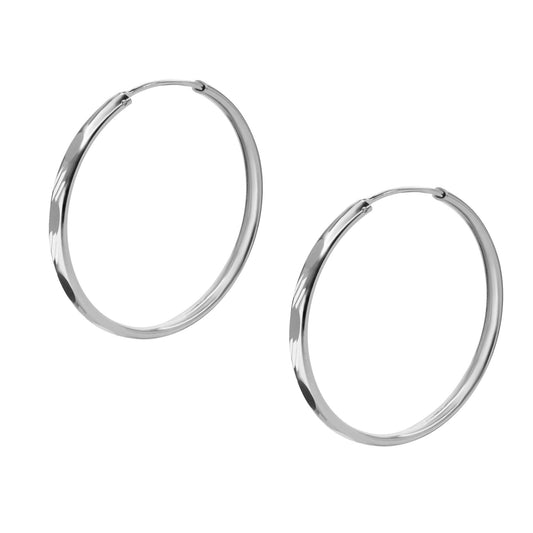 Aros de Plata 925 Argollas Diseño Biselado