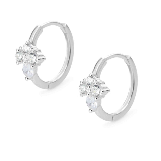 Aros de Plata 925 Argollas Diseño con Circones 16 mm