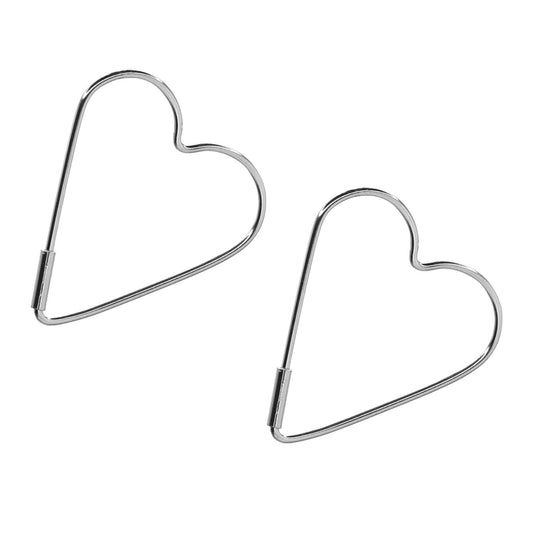 Aros de Plata 925 Argollas Diseño Corazón Liso 26 mm