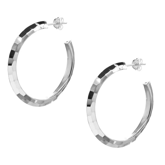 Aros de Plata 925 Argollas Diseño Mosaico 34 mm