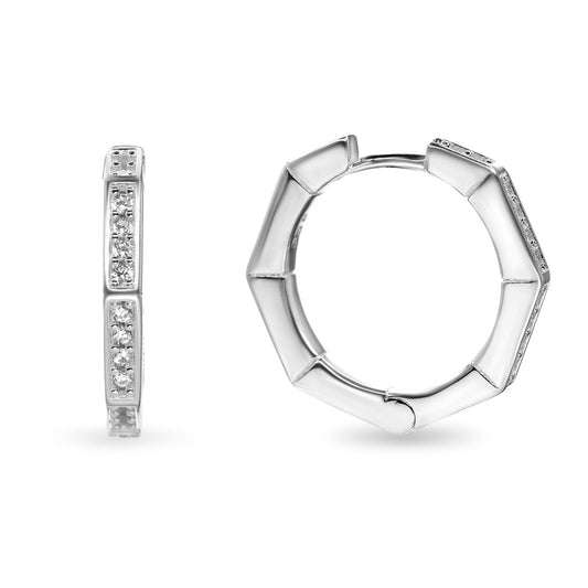 Aros de Plata 925 Argollas Diseño Octagonal con Circones