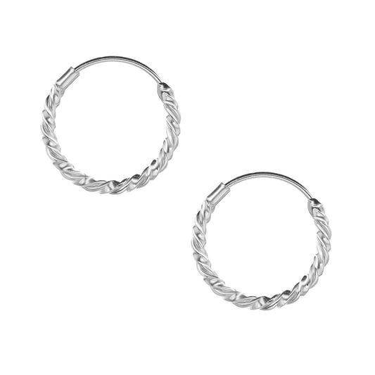 Aros de Plata 925 Argollas Entorchadas 16 mm
