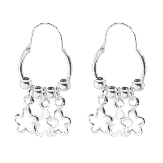 Aros de Plata 925 Argollas Esferas y Flores