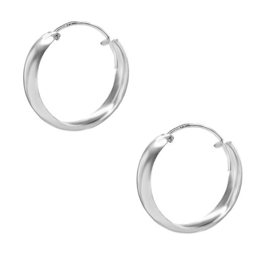 Aros de Plata 925 Argollas Estilo Bote Lisas  20 mm