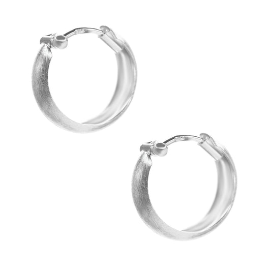 Aros de Plata 925 Argollas Estilo Bote Satinadas 22 mm