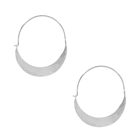 Aros de Plata 925 Argollas Estilo Placa Inferior Ovalada Satinada