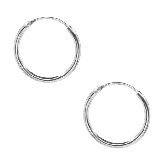 Aros de Plata 925 Argollas Lisas 14 mm