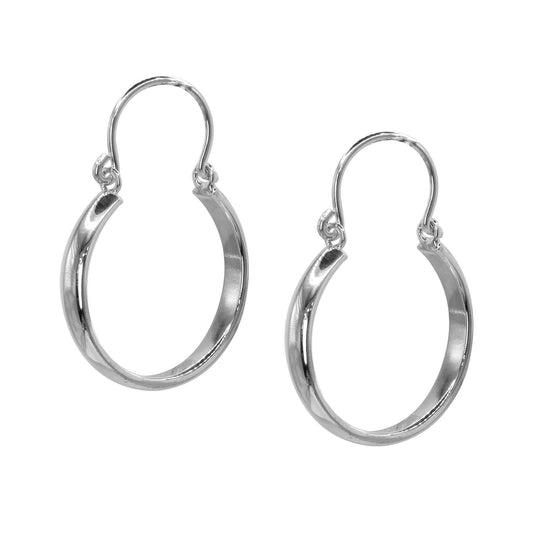 Aros de Plata 925 Argollas Lisas Bordes Redondeados 25 mm