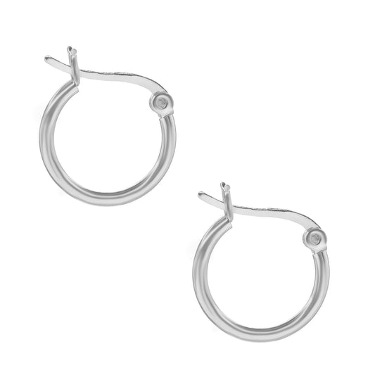 Aros de Plata 925 Argollas Lisas con Broche Criollo 14 mm
