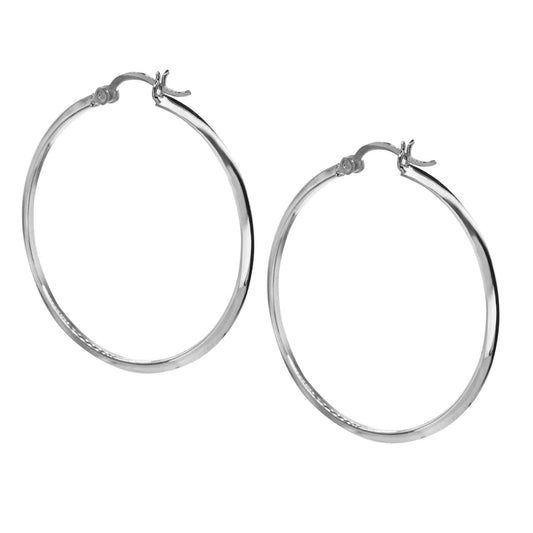 Aros de Plata 925 Argollas Lisas con Broche Criollo 40 mm