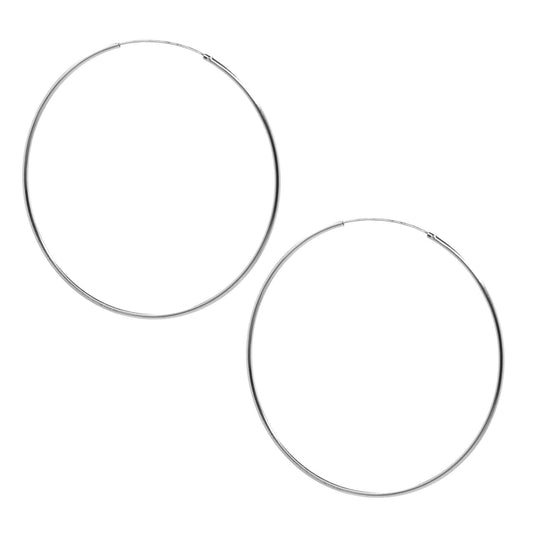 Aros de Plata 925 Argollas Lisas Grandes 65mm