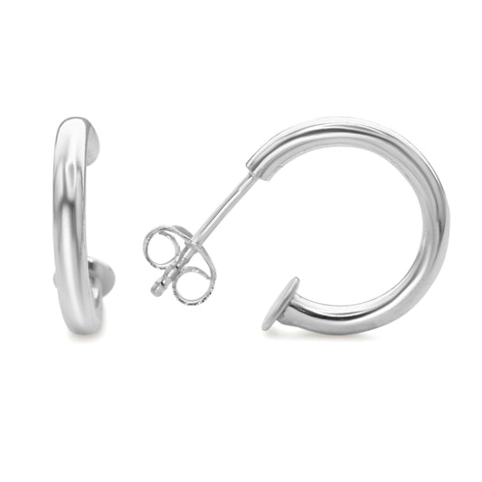 Aros de Plata 925 Argollas Lisas Semi Abierta 14 mm