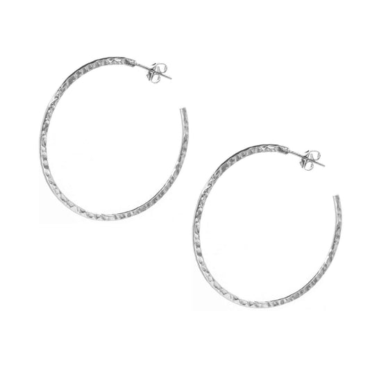 Aros de Plata 925 Argollas Martilladas 40 mm