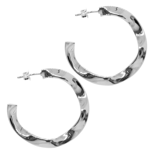 Aros de Plata 925 Argollas Onduladas