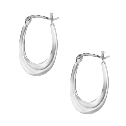 Aros de Plata 925 Argollas Ovalas Lisas 25 mm