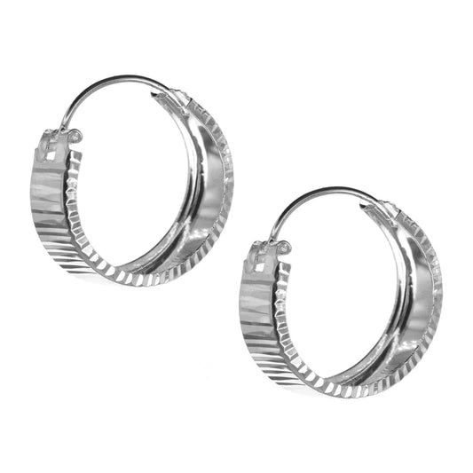 Aros de Plata 925 Argollas Pequeñas con Franjas 18 mm