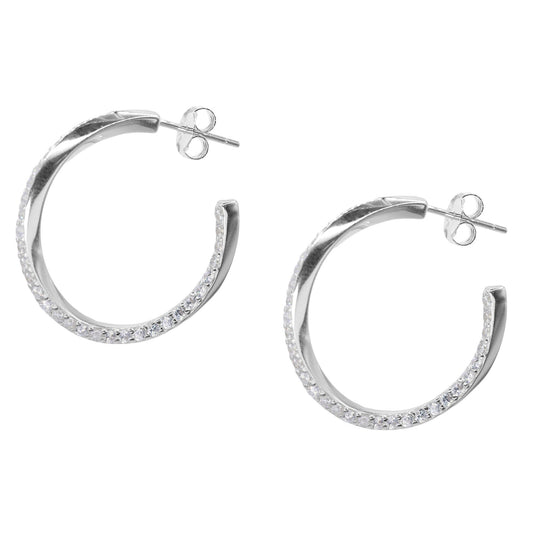 Aros de Plata 925 Argollas Semi Anudadas con Circones