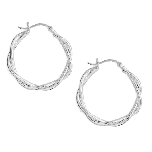 Aros de Plata 925 Argollas Trenzadas 30 mm