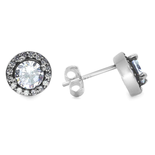 Aros de Plata 925 Botón de Circón