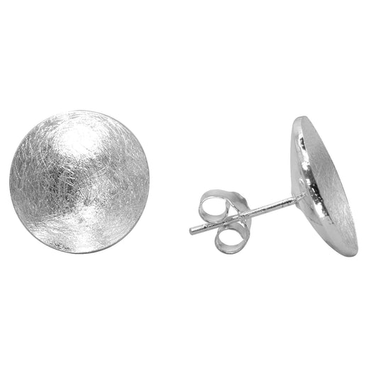 Aros de Plata Botones Hundidos Satinados