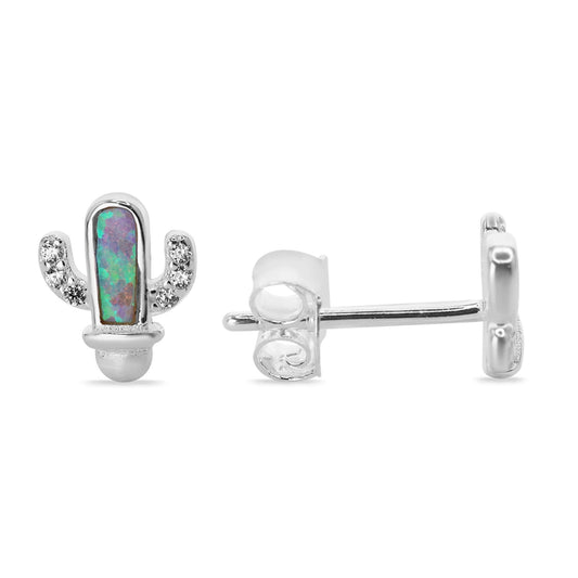 Aros de Plata Cactus de Ópalo Australiano y Microcircones