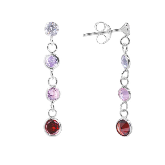 Aros de Plata 925 Cadena Circones de Colores