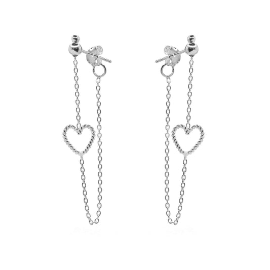 Aros de Plata 925 Cadena con Figura Corazón