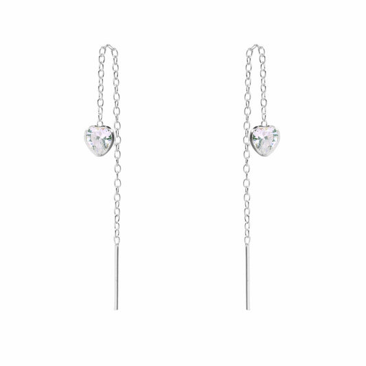 Aros de Plata 925 Cadena de Corazón Circón